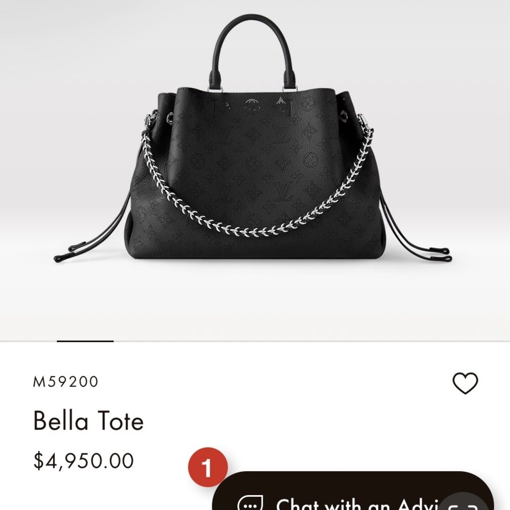 Louis Vuitton Bella Tote - Mehina leather -Noir- authentication tag 🏷️ NWT